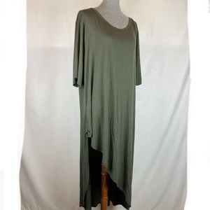 Torrid Plus Size Olive Short Sleeve High Slit Maxi Dress